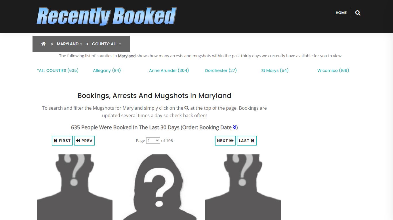 Bookings, Arrests and Mugshots in Anne Arundel County, Maryland